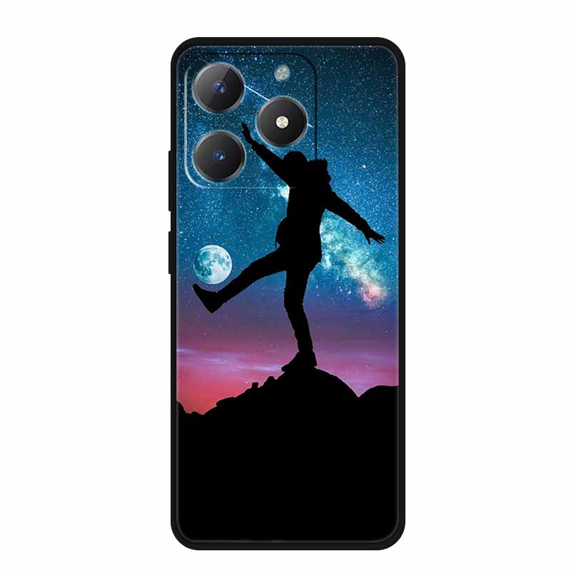 For Realme Narzo N61 Phone Case N 61 Coque Flowers Black Silicone Soft Back Cover For Realme Note 60 Case Note60 Funda Bags Capa
