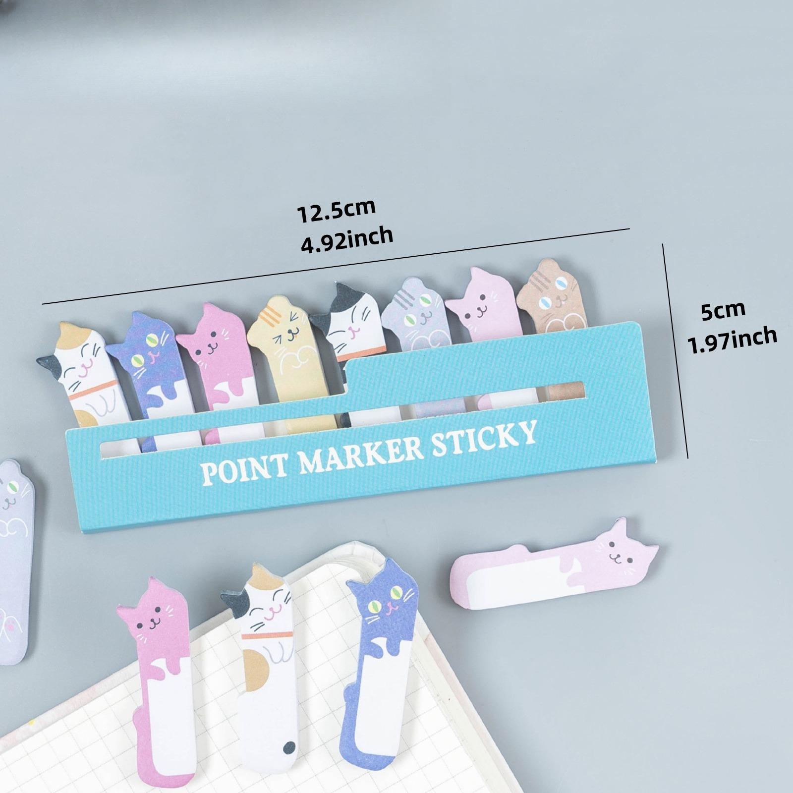 Cat Sticky Notes, 8 Different Styles of Cute Cartoon Cat Sticky Notes, Index Memo Message Note Stationery School Supplies Paper Stickers синий