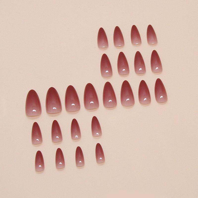 Simple smudging fake nails wearing nail gradual change removable nail art piece nail patch almond nail 24 pieces