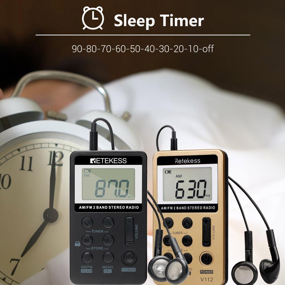 Mini Pocket Radio Receiver Portable Radios AM FM Rechargeble Sleep Time Earphone For Walkman Go Hiking