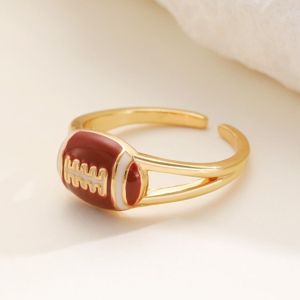 Colourful Adjustable Finger Ring Copper Sports Balls Shaped Open Rings Football Ear Clips Holiday
