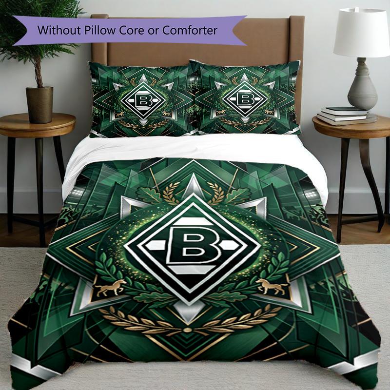 3pcs Duvet Cover Set (1*Duvet Cover + 2*Pillowcase, Without Core), Borussia Monchengladbach Print Bedding Set, Bedroom Decor, All‑Season, Birthday Gif