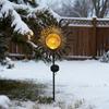 Outdoor Solar Decor Light Artistic Stake Light for Garden Pathway Iron Flame Sun Patio Yard