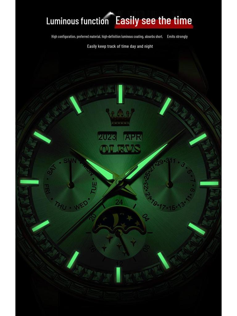 OLEVS Herren Multifunktions-Ewiger Kalender Mechanische Uhr