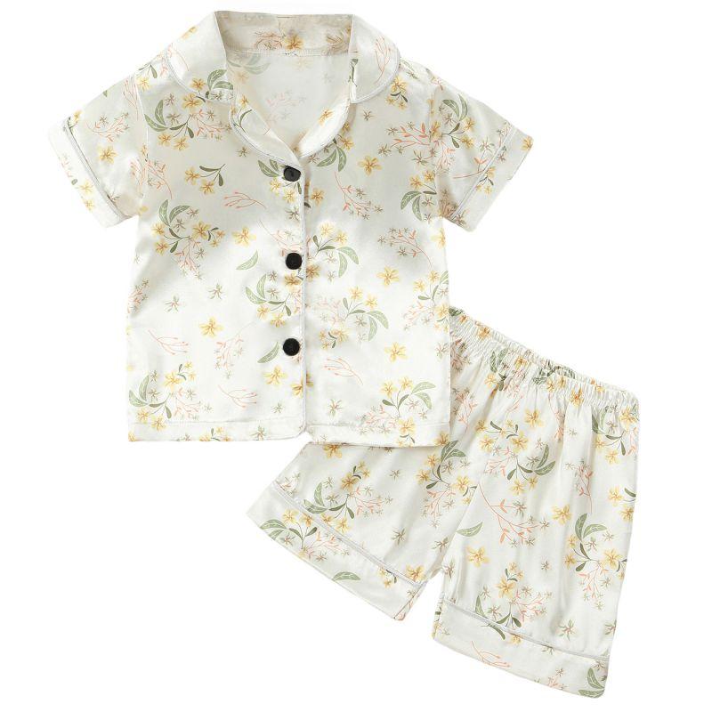 1-8 Years Kids Summer Pajama Set Short Sleeve Shirt and Shorts Loungewear