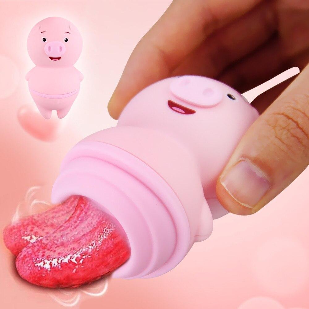6-trinns vibrator brystvorte klitstimulator myk tunge moro gris voksen leketøy slikker katt kvinnelig onaner sexleketøy kvinne