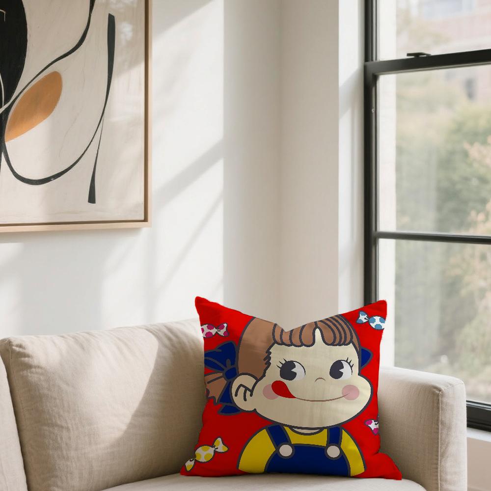 Cute F-Fujiya Peko Chan cushion cover For Sofa Car Office Cafe Soft And Comfortable Double-Sided Printing Pillow Cover