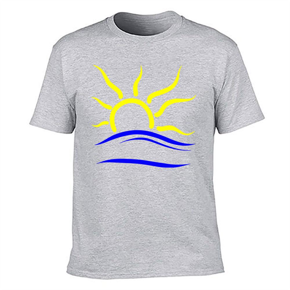 Unisexs Cotton TShirt with Sun Wave Graphic Casual Summer Short Sleeve Tee for Beach Vacation Daily Wear