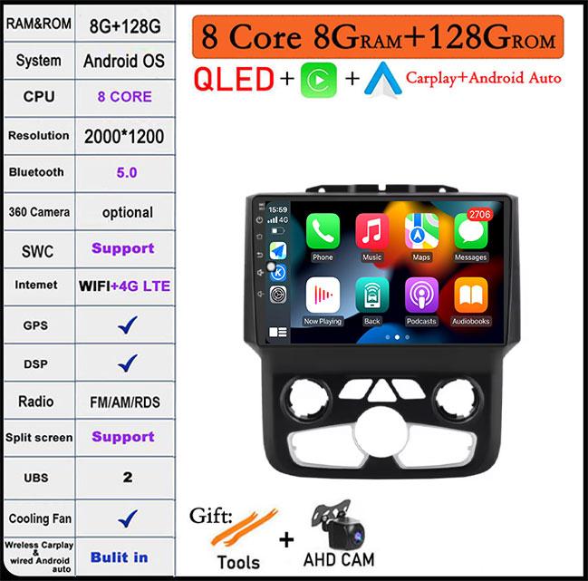 Radio auto Android Auto de 9 inch Pentru Dodge Ram 1500 2500 3500 2013-2018 Carplay Ac Manual Stereo Navigație Carplay Ecran Tactil BT