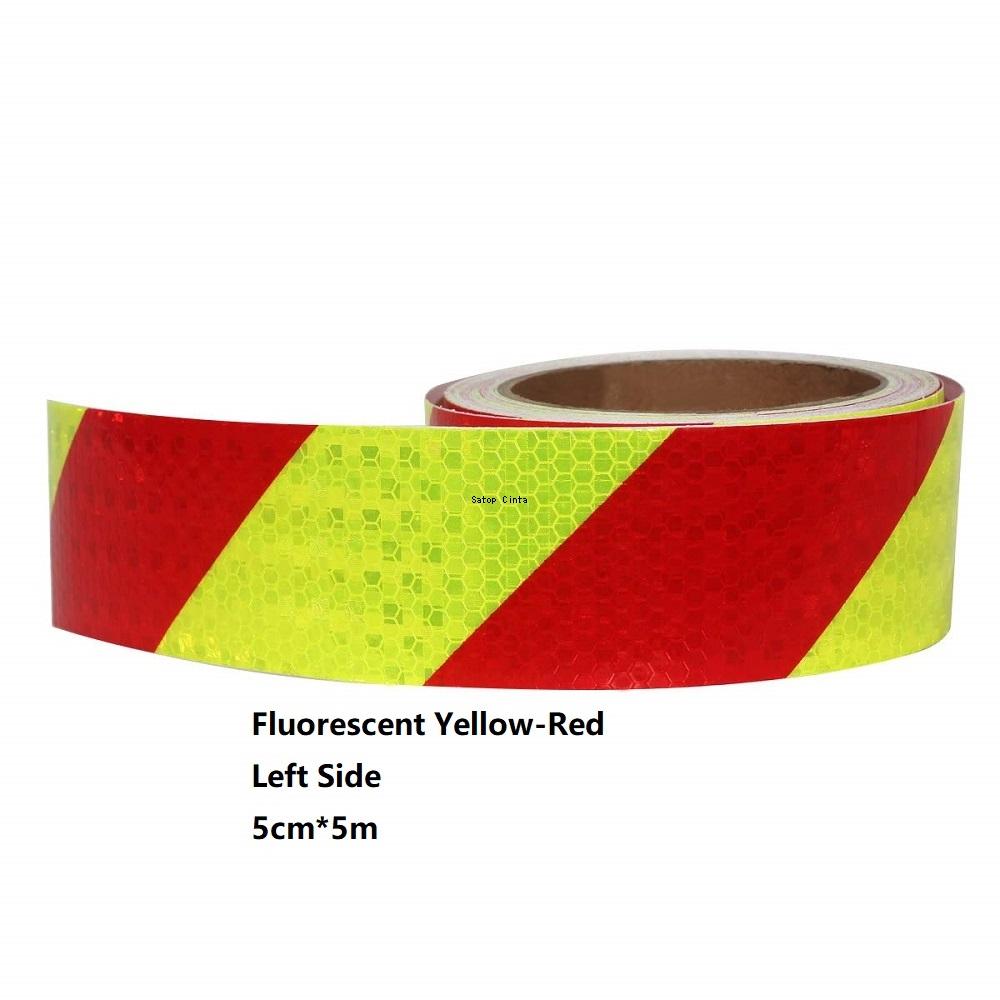 5cm/10cm/15cm/20cm*5M Reflective Adhesive Tapes Fluorescent Yellow-Red Left Right Twill Sticker Reflectors Waterproof Sheetings