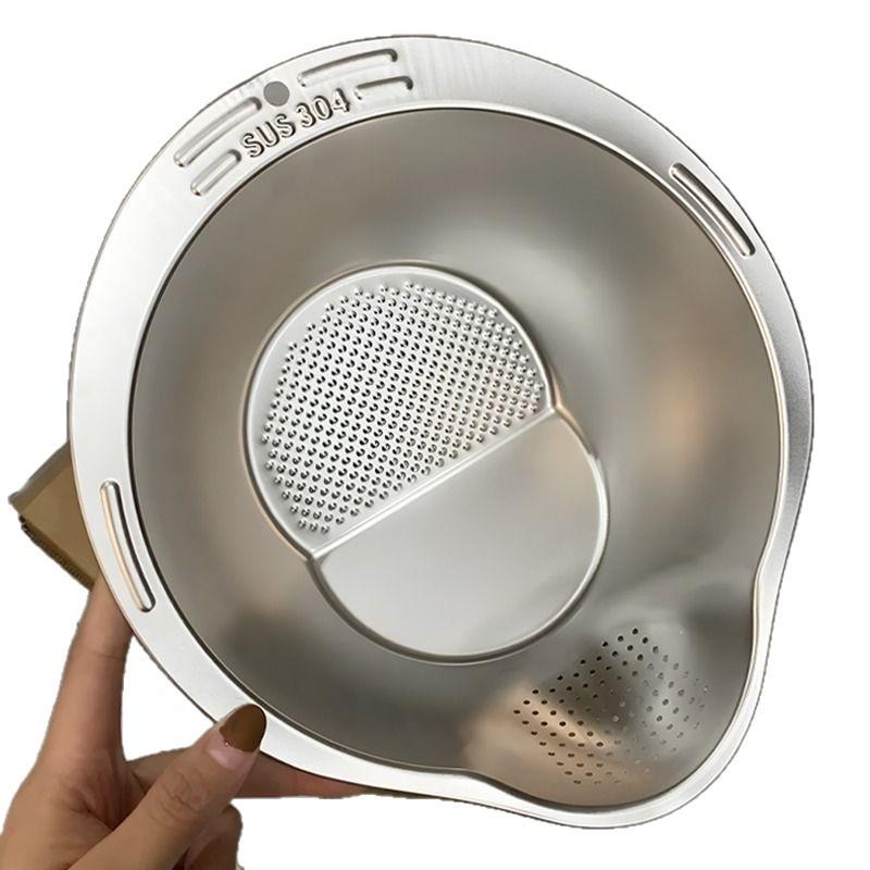 304 Stainless Steel Multi-functional Colander: Rice, Vegetable, and Fruit Washing Basket