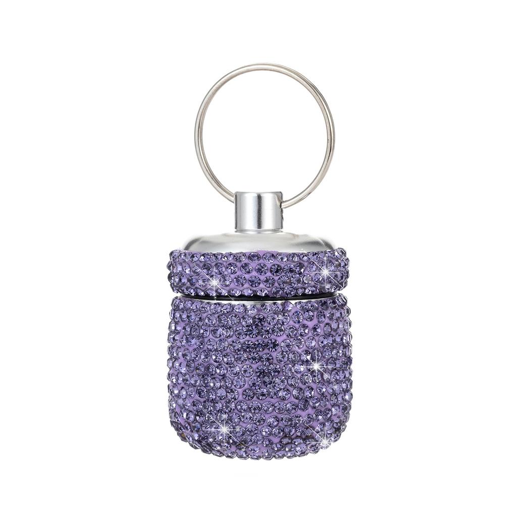 Portable Diamond Pills Case Keychain Waterproof Pills Container Small Box Pendant for Travel and Outdoor Activities
