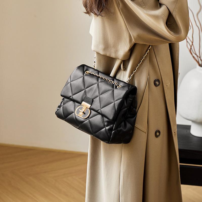 Mrs. Qiao Bag 2025 New Women's Crossbody Bag Large Capacity Quilted Chain Bag Genuine Leather Women's Shoulder Bag