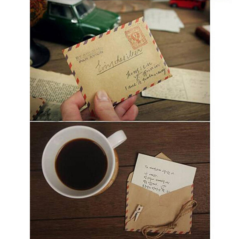 New 10 Sheets Mini Envelope Postcard Letter Stationary Storage Paper Vintage