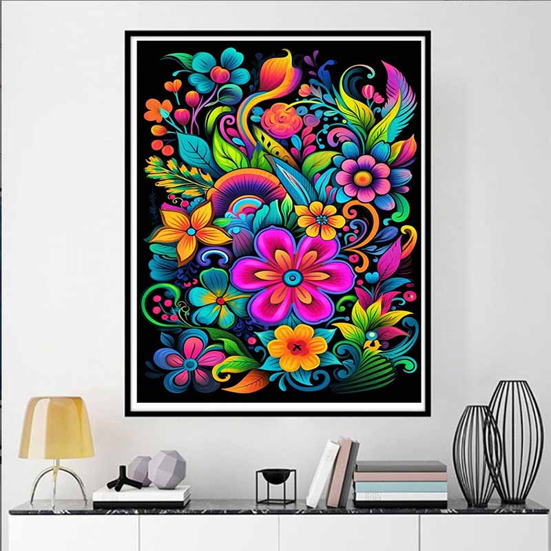 ערכת תפר צלב פרח ציור יהלומי עשה זאת בעצמך אמנות פסיפס ציור יהלומי מעגל מלא קישוט הבית