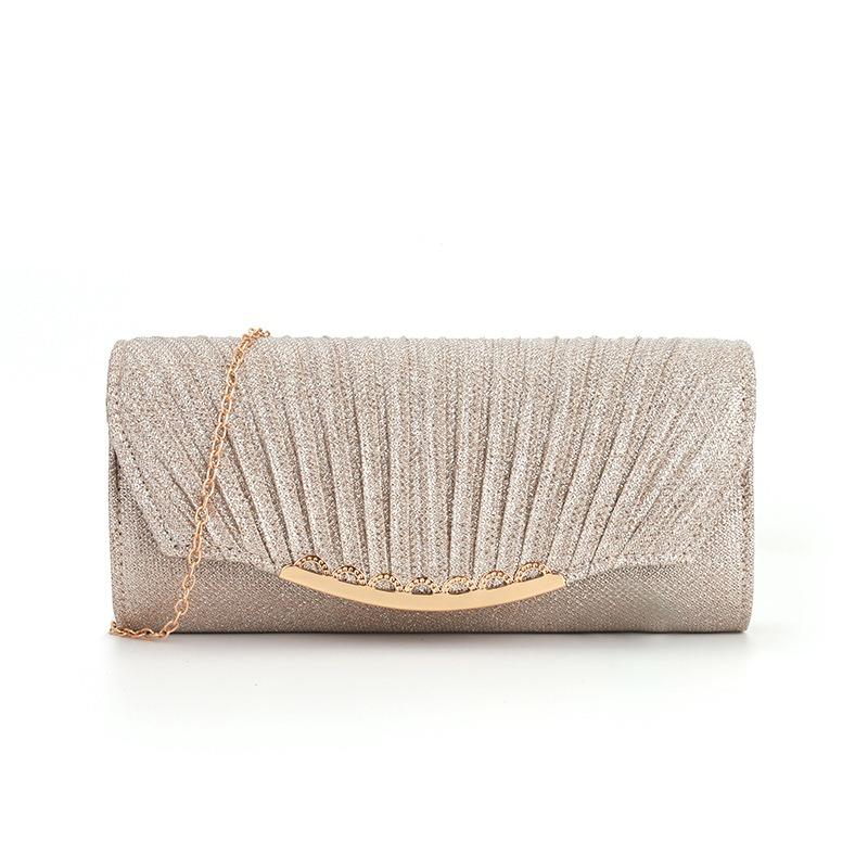 Dámská taška na večeři Řetízkový popruh Crossbody vráska Party Večerní taška na líčení Šití Svatební kabelka