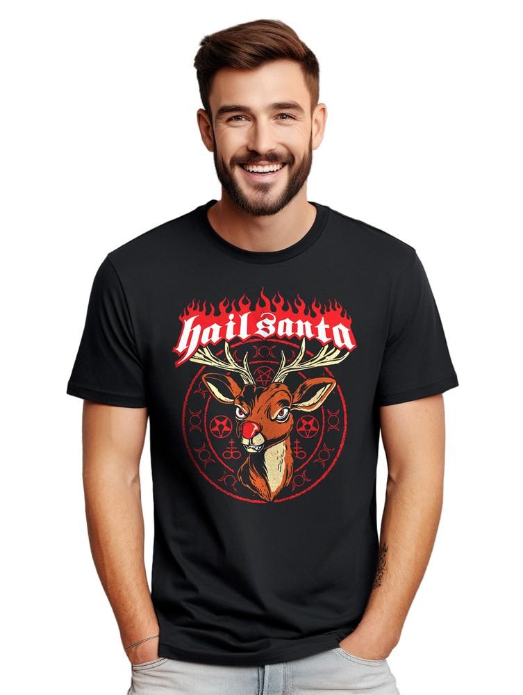 Hail Satan Reindeer T-shirt - Funny and Fiery! Unleash Your Inner Rebel with Thi