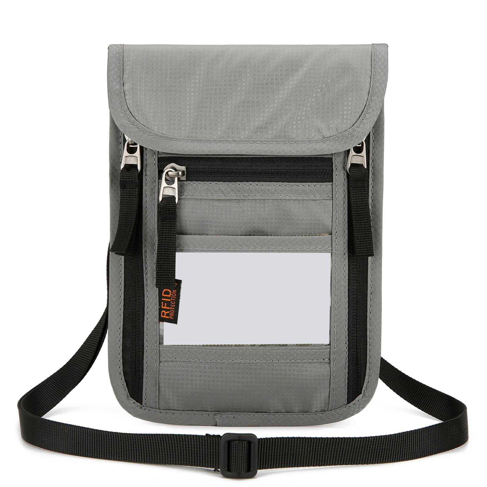 

Дорожный кошелек на шею, надежный кошелек на шею и держатель паспорта, дорожная сумка через плечо, дорожный органайзер, дорожные аксессуары светло-серый