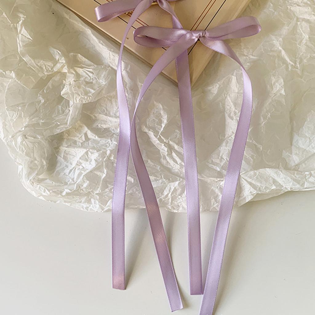 2 Pcs Ribbon Bow Elegant Y2K Style Side Clip Bow Hair Clip Sweet Girls Fairy Bow Style Long Bowknot Balletcore