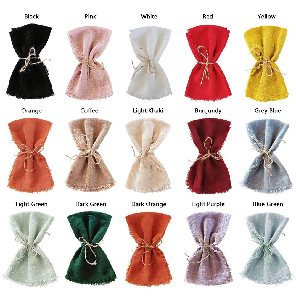 6pcs Sage Green Tassel Napkins Reusable Gauze Napkins Reusable Cloth Napkins  Home Decoration