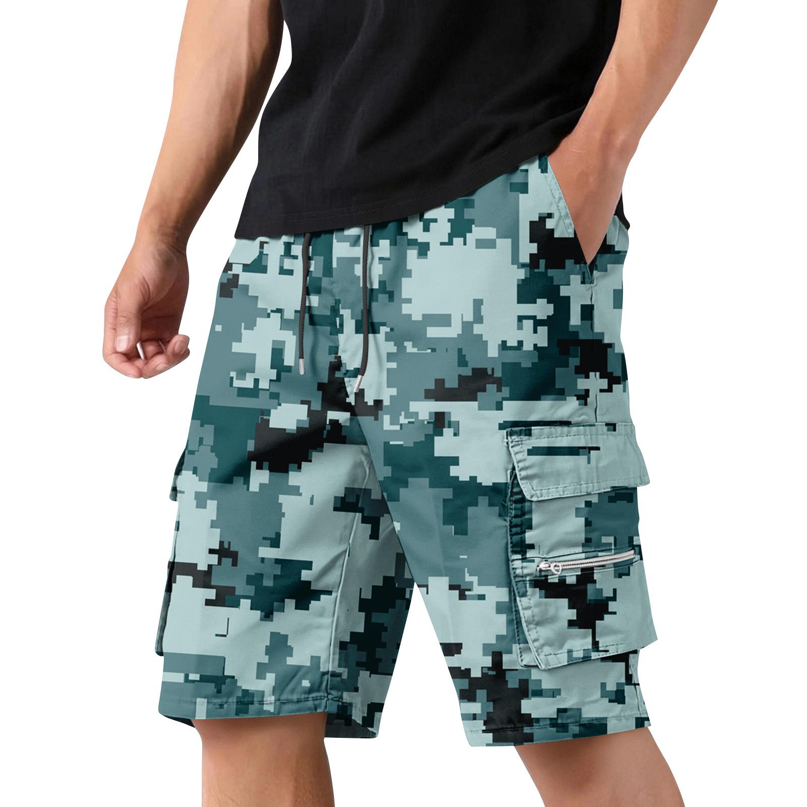 Men s Camouflage Cargo Shorts with Pockets, Drawstring Waist Casual Workout Shorts XXXL
