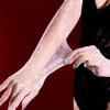 Sexy Women 1D Thin Glove Elastic Oil Glossy Shiny Long Finger Glove Sheer See Through Long Glove Driving Dance Gloves