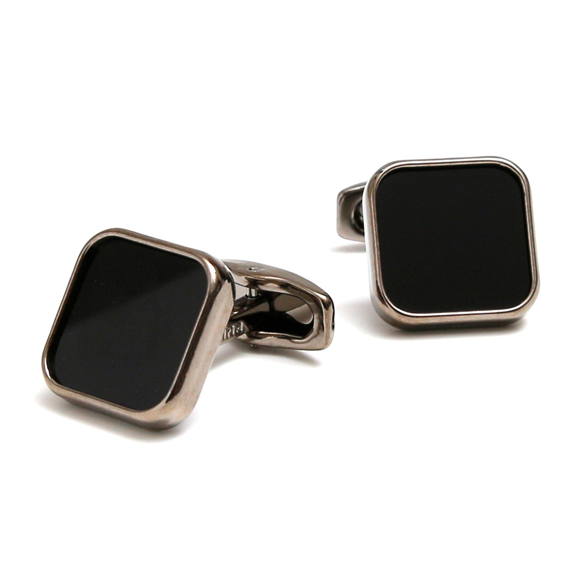 

Men s High-Quality Black Square Cufflinks with Drip Oil Finish Artificial