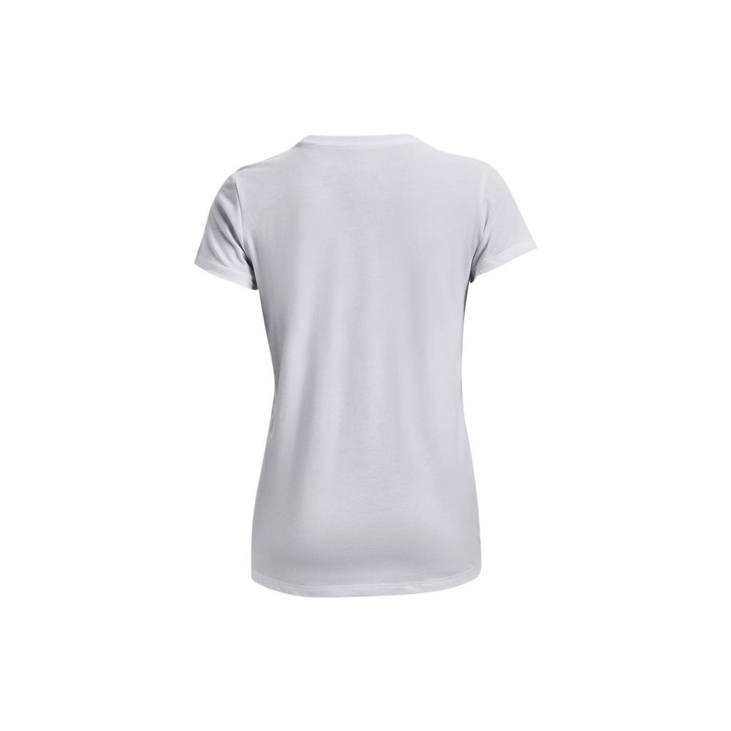 Under Armour Solid Logo Training Casual Sports T-Shirt Women tops White 1370760-100