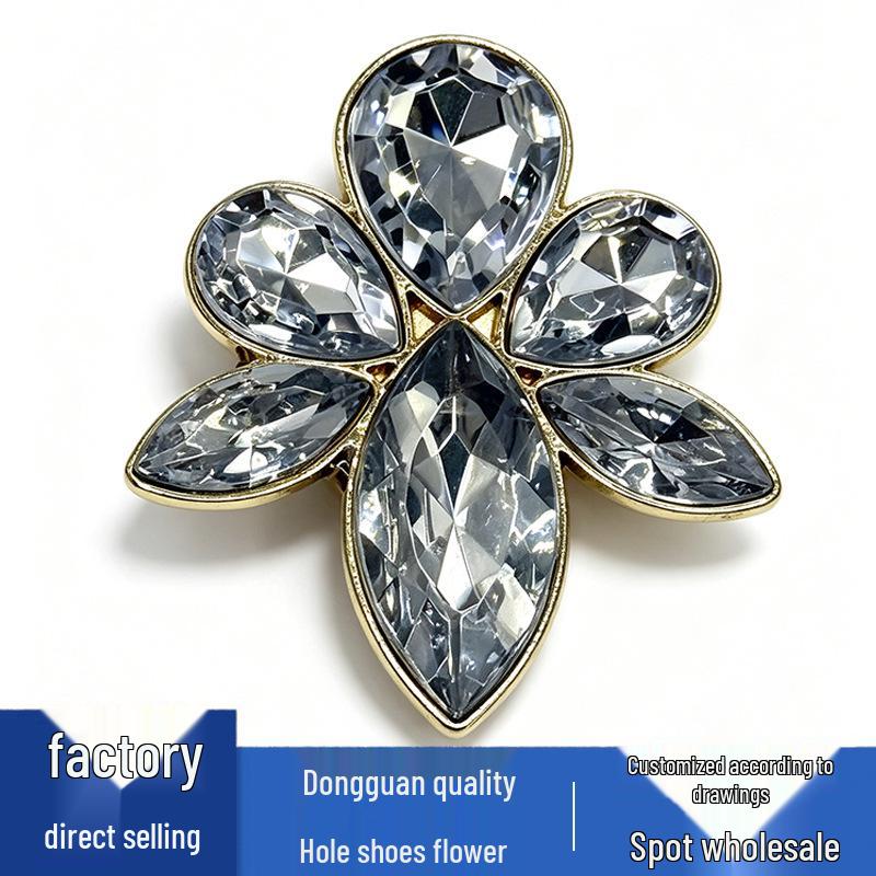 Flower Rhinestone Shoe Charms: Cute Metal Buckles for Crocs