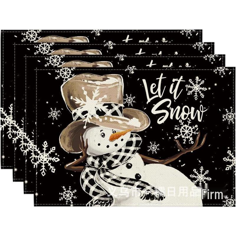 Christmas Snowman & Snowflake Plaid Insulated Placemat - Festive Table Decoration