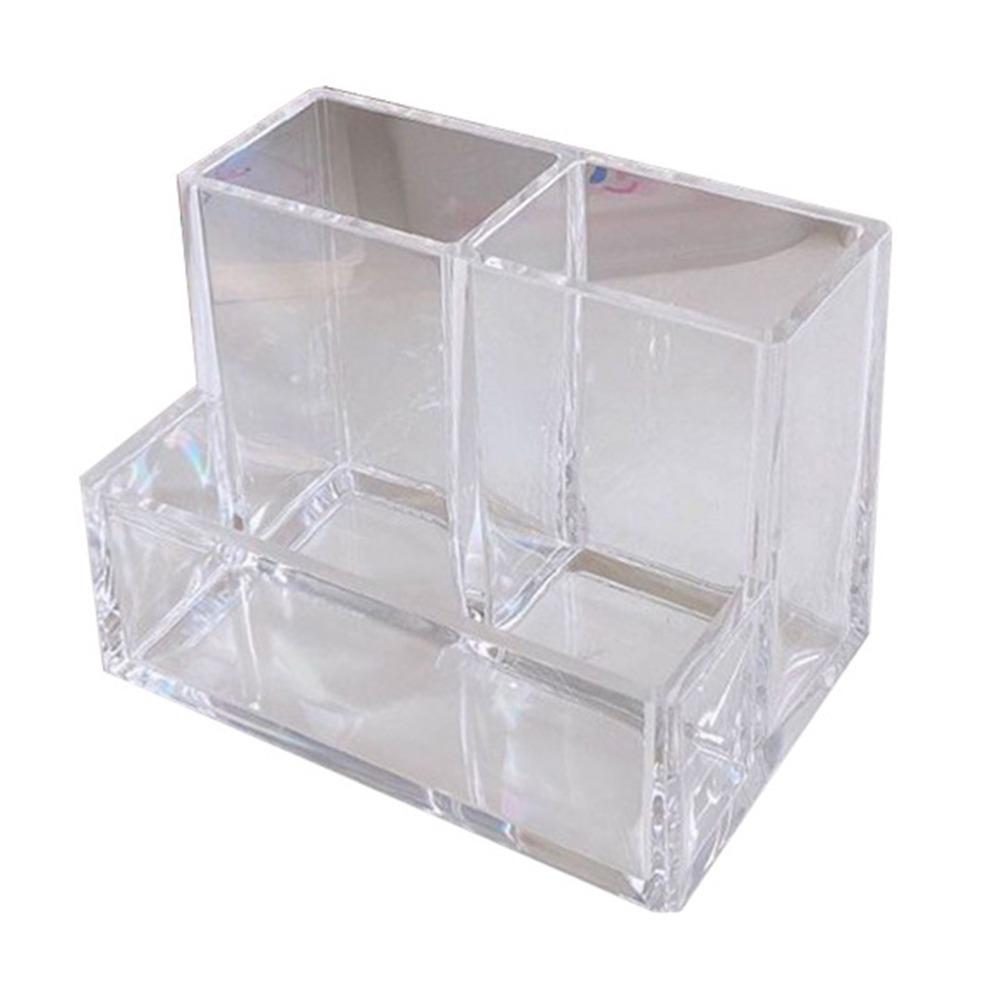 

Clear Clear Pencil Organizer Cup 3 Compartments Transparent Pen Holder Countertop Desk