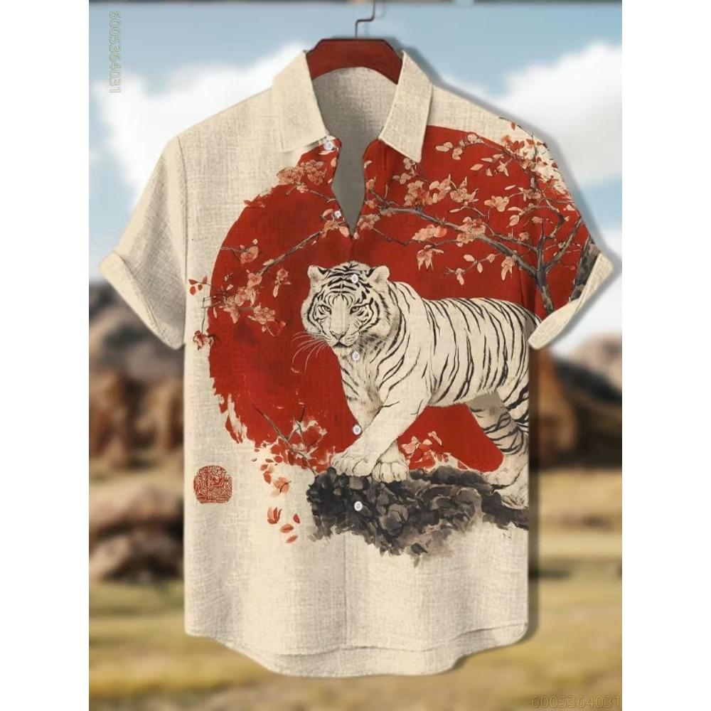 2026 Summer New Men's Polo Short sleeved Shirt Armored Warrior Black Cat Printed Short sleeved Shirt Trendy Casual Shirt