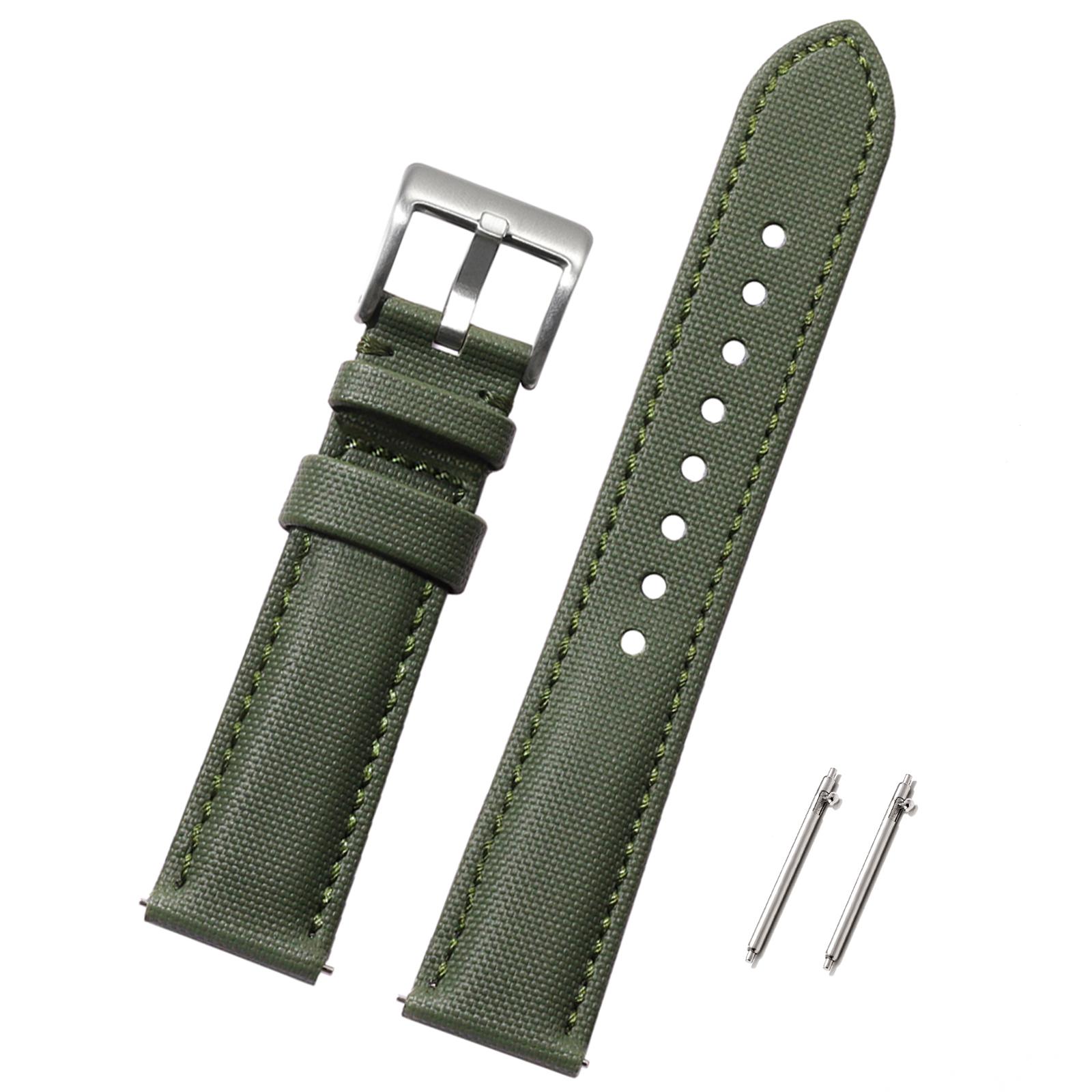 

18mm 20mm 22mm Nylon+Leather Watch Strap Breathable Soft Wristband for Omega 007 Bracelet Men Women Quick Release Accessories 18mm зелений