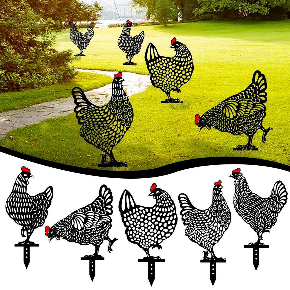 Outdoor Garden Decoration Backyard Lawn Pile Metal Hen Yard Decoration Gift