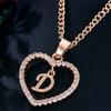 Heart Letters 26 Love Crystal Women Silver Plated Chain Jewelry Necklace