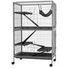 Small Animal Cage for Chinchilla Ferret Kitten On Wheels with Hammock Removable Tray, Grey