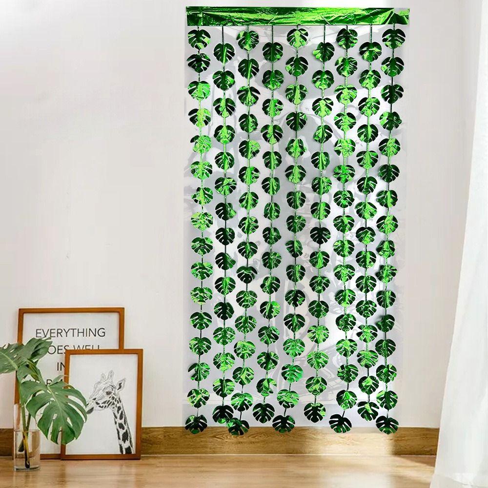 1X2M Artificial Palm Leaf Rain Curtains Tinsel Tassel Hawaiian Jungle Palm Leaves Party Decorations Kids Birthday Parties