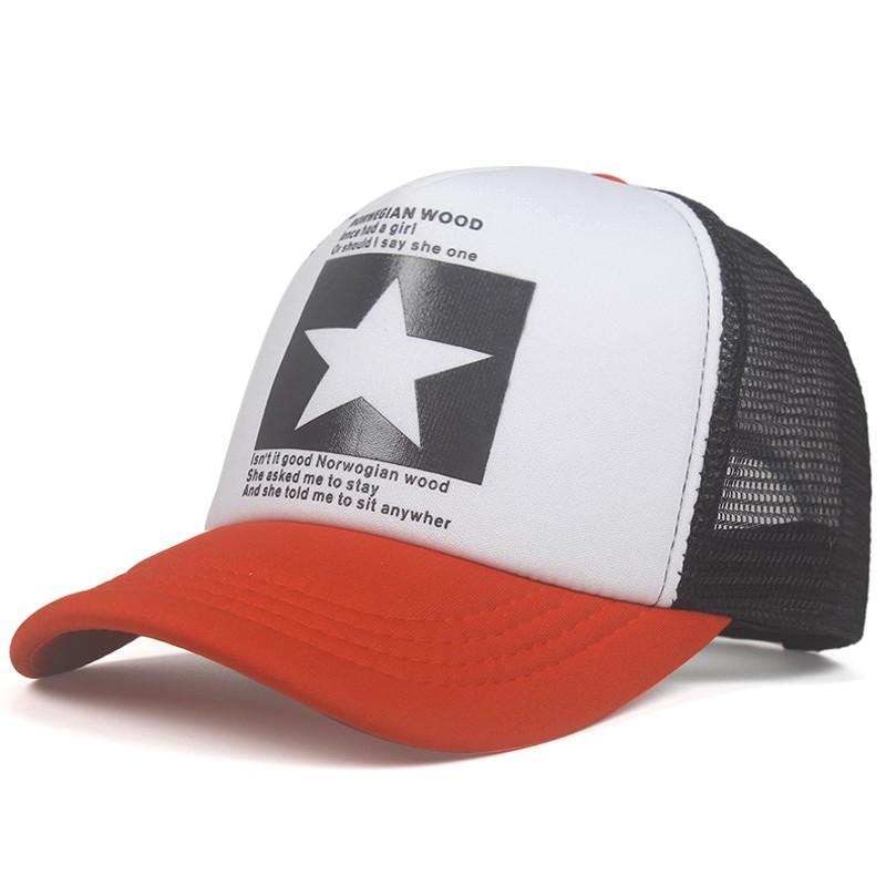 New Fashion Five Pointed Star Pattern Printed Trendy Men's and Women's Universal Hip Hop Mesh Breathable Baseball Hat Truck Caps