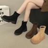 2025 New Autumn Internet Celebrity Explosion Martin Boots French Fashion Thick Heel Comfortable Thin Martin Boots Women's Shoes