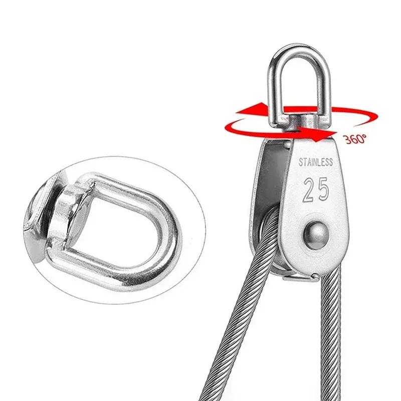 10 Stück Edelstahl-Drahtseil-Kranflaschenzugblock M15 Hebekran Drehhaken Einzel-Flaschenzugblock Hängendes Drahtseil Abschlepprad