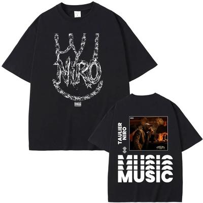 Camiseta Gráfica do Álbum do Rapper Niro OX7 Masculina Feminina Hip Hop Moda Música Pop Camisetas Masculina Casual Algodão Vintage Camiseta Streetwear