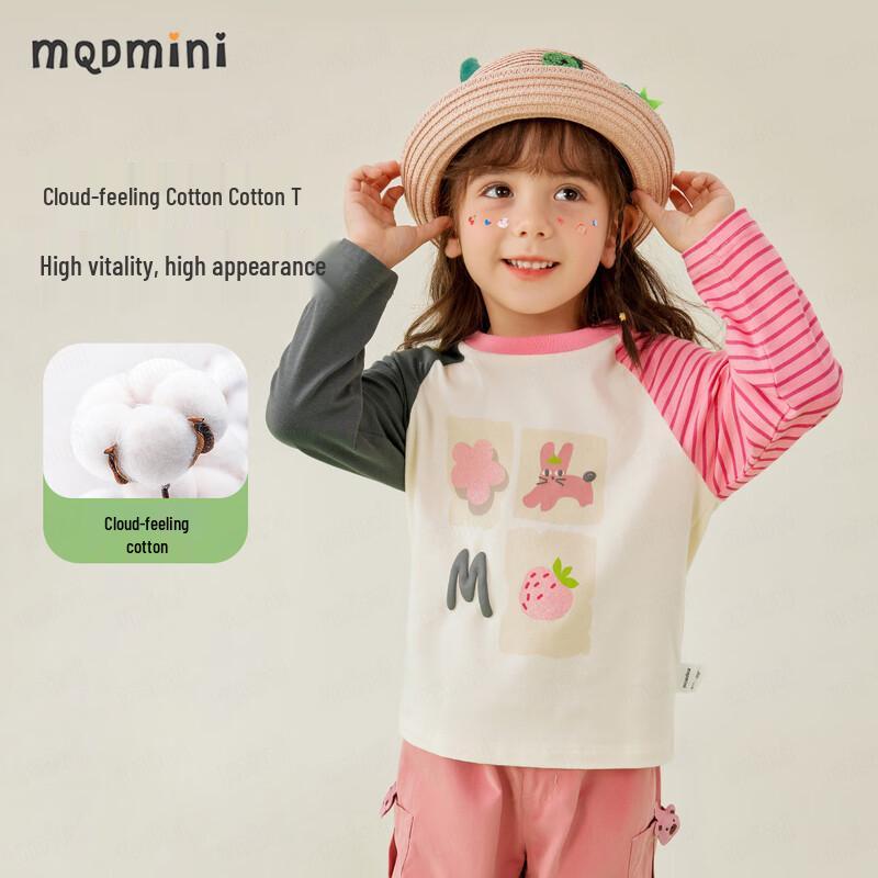

MQDMINI Girls Long-Sleeve T-Shirt with Contrast Raglan Sleeves 100cm