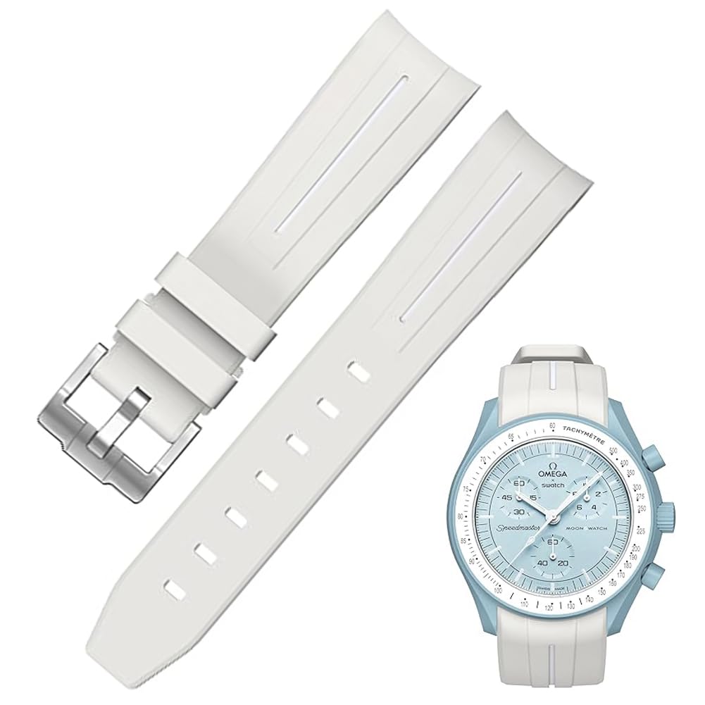 Sibehill 22mm Replacement Silicone Watch Band for Blancpain X Swatch with Bioceramic Scuba Fifty (Compatible Fathoms)