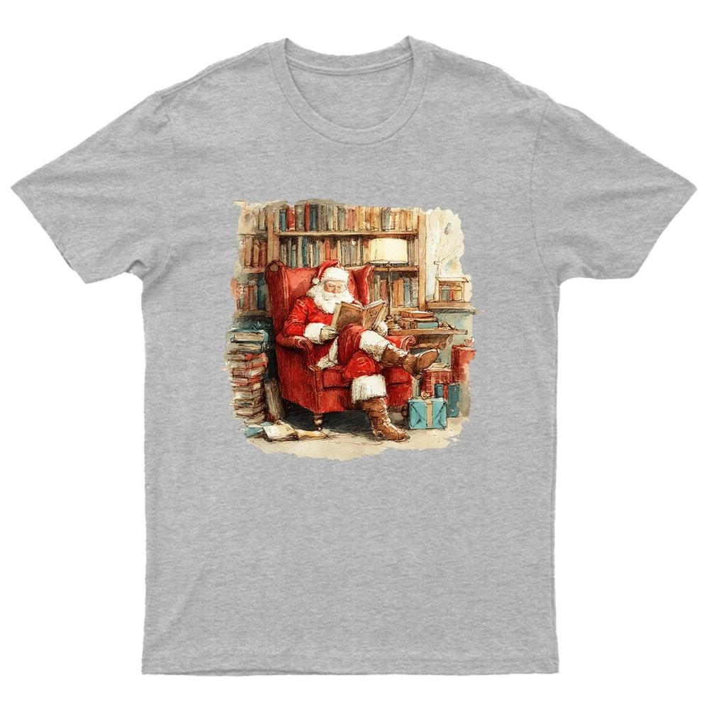 Santa Reading Book Christmas TShirt Unisex Gift Retro Seasonal Funny Xmas