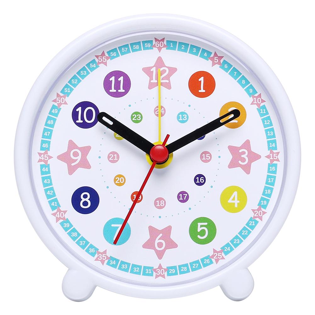 1Pcs Small Silent Bedside Clock Student Simple Alarm Clock For Early Childhood Education Desktop Colorful Learning Clock