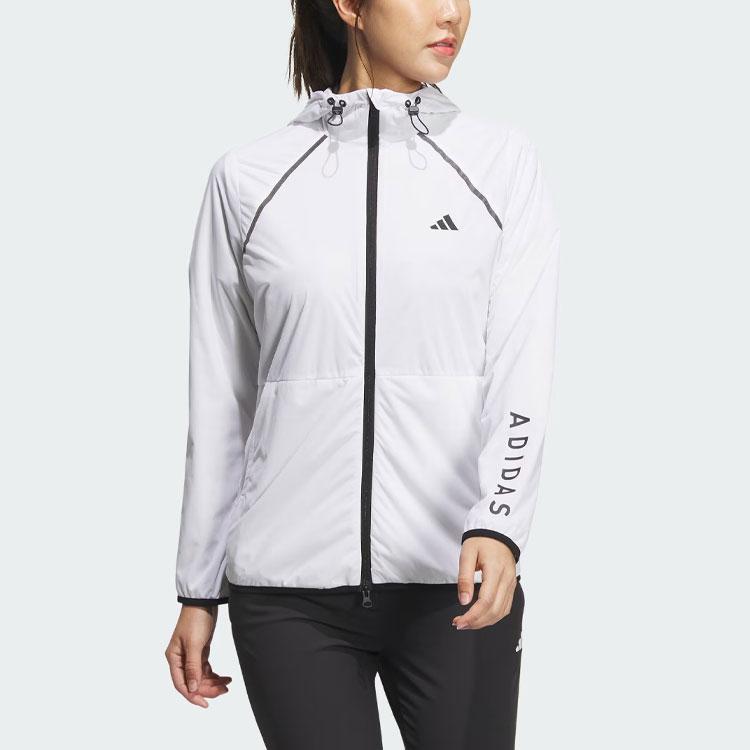 Adidas Wind.Rdy Long Sleeve Jacket Letter Logo Print Golf Sports Hooded Jacket Women Jacket White HY0847