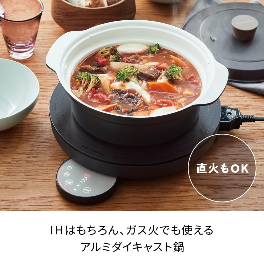 Recolte Tabletop IH Cooking Griddle Recolte IH Heater Cooking Griddle Compatible Pot RIH-1 (IH (gray))