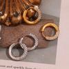 MamacitaSlay Classic Diameter 20mm Half Inlaid Zircon Gold Silver Color Hoops Women Stainless Steel Earrings Jewellery Women