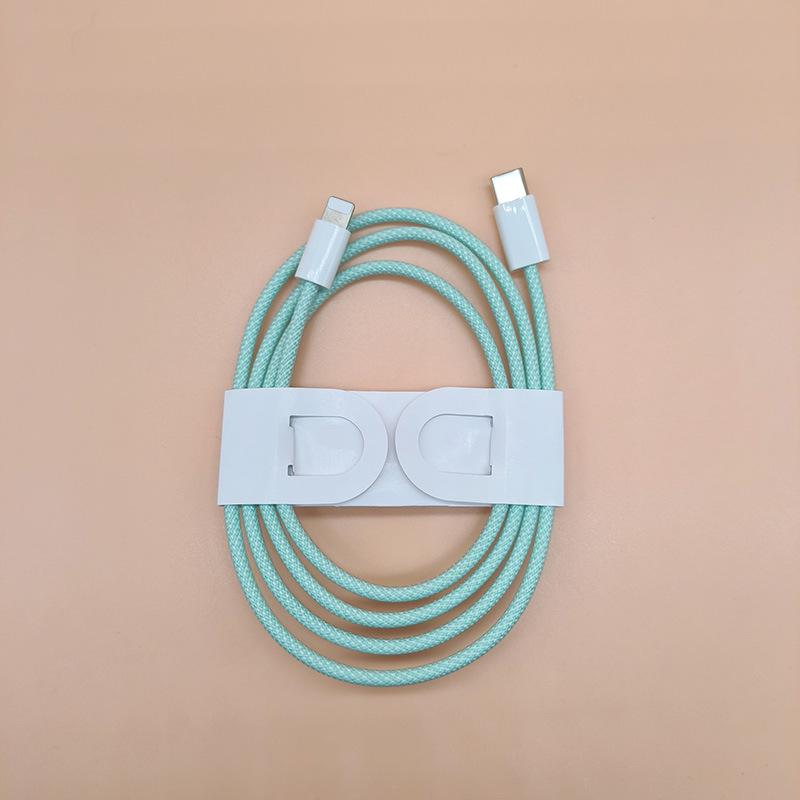 Dual-Head Type-C Male-to-Male Braided Laptop Charging Cable: 15W True PD Fast Charging Compatible.