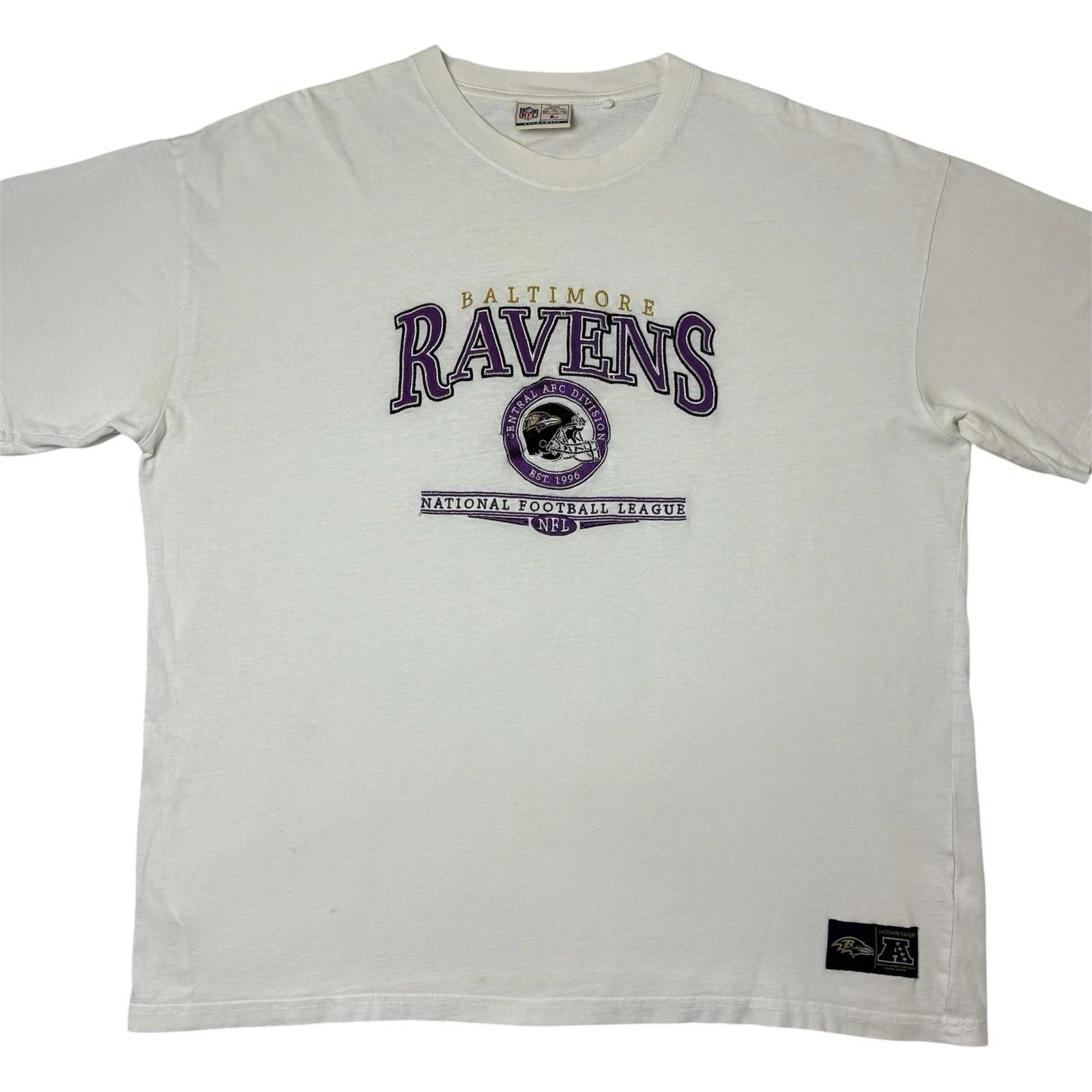 

NFL Baltimore Ravens Oversized 100% Cotton T-shirt Mens Tees Top Mens Size L White Embroidered Authentic 4XL